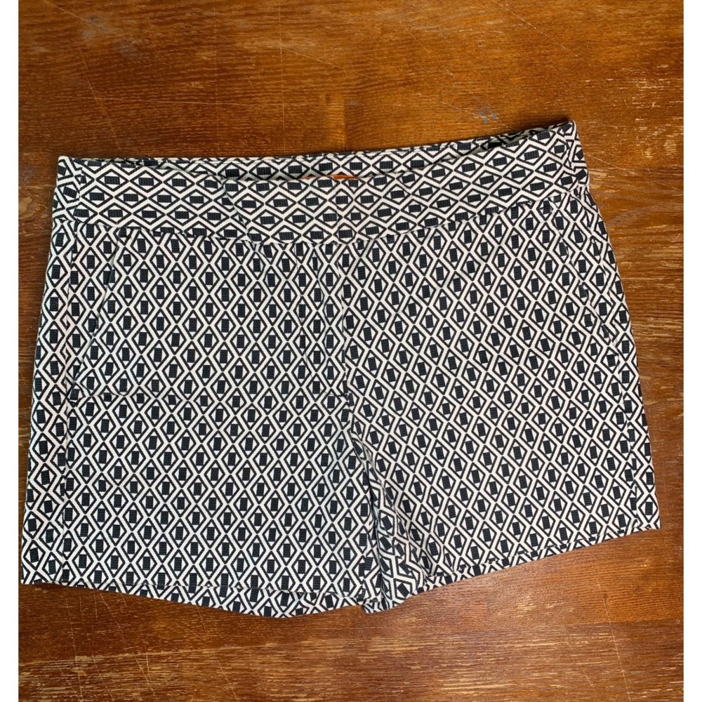 Joe Fresh Black White Geometric Print Shorts Stretch Cotton Preppy Preloved Sz 2
